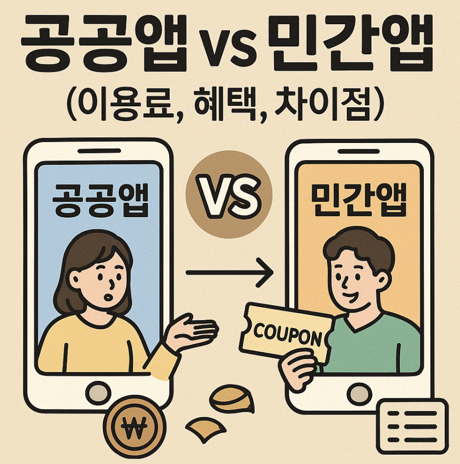 공공앱 민간앱 이용료 혜택 차이점