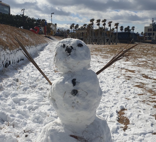 제주도 한달살기 4인가족 함덕해수욕장 눈사람 만들기