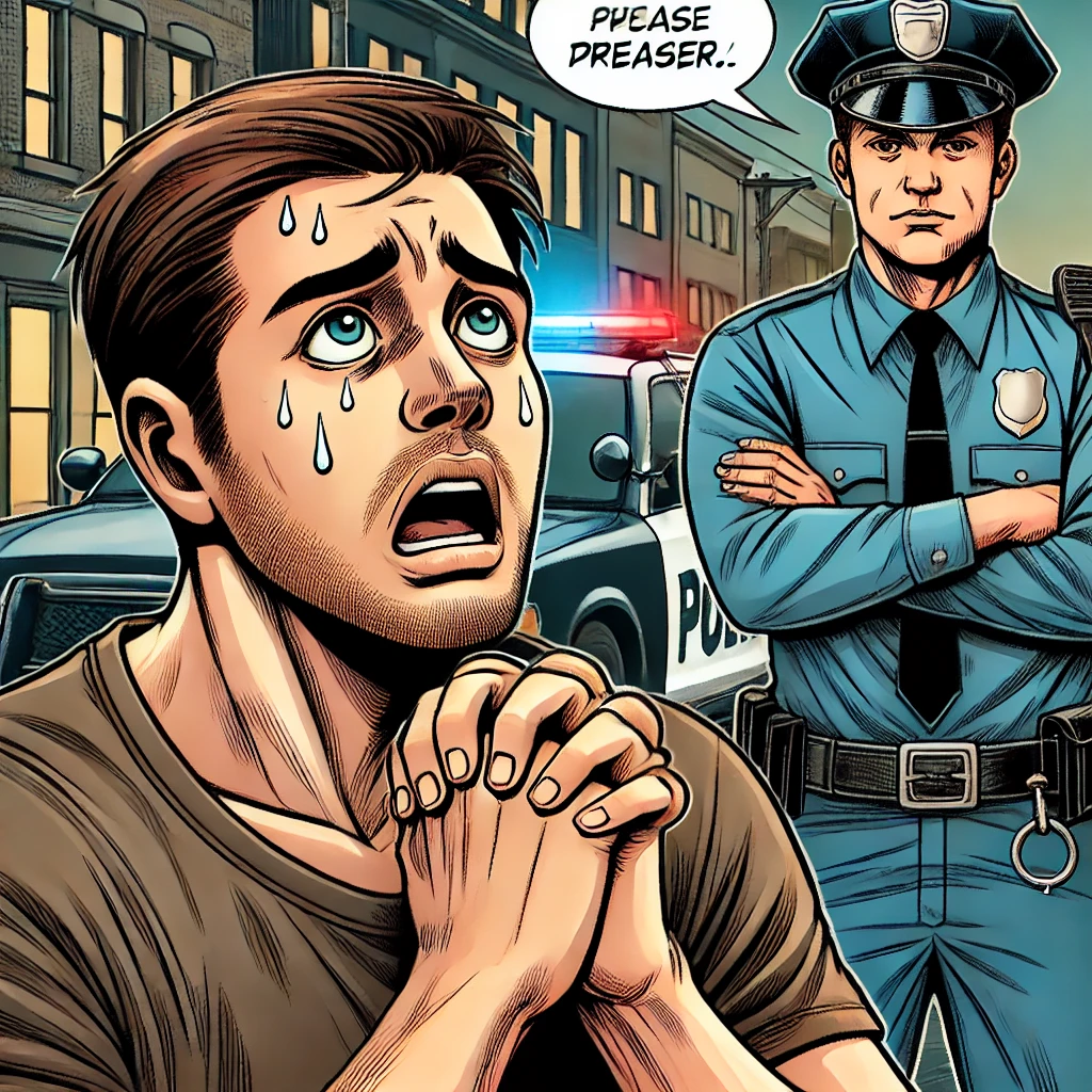 경찰에게 적발된 운전자