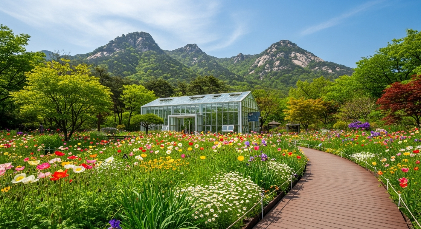 불암산과 나비정원의 평화로운 풍경