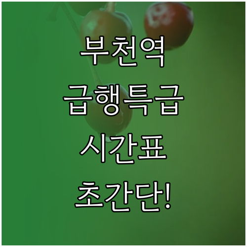 부천역 급행 특급 열차 시간표 및 주..