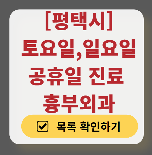 평택시 주말 토요일 일요일 흉부외과 진료 병원 목록 ❘ 공휴일 진료 영업 병원 리스트 찾기