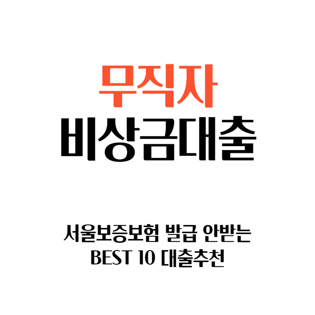 2024 무직자 비상금대출 BEST 10 (서울보증보험 필요없음)