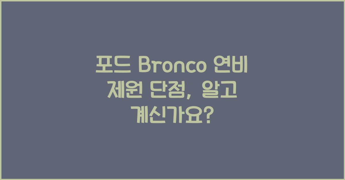 포드 Bronco 연비 제원 단점
