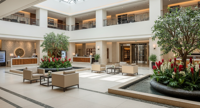 고급 스파 리조트의 로비