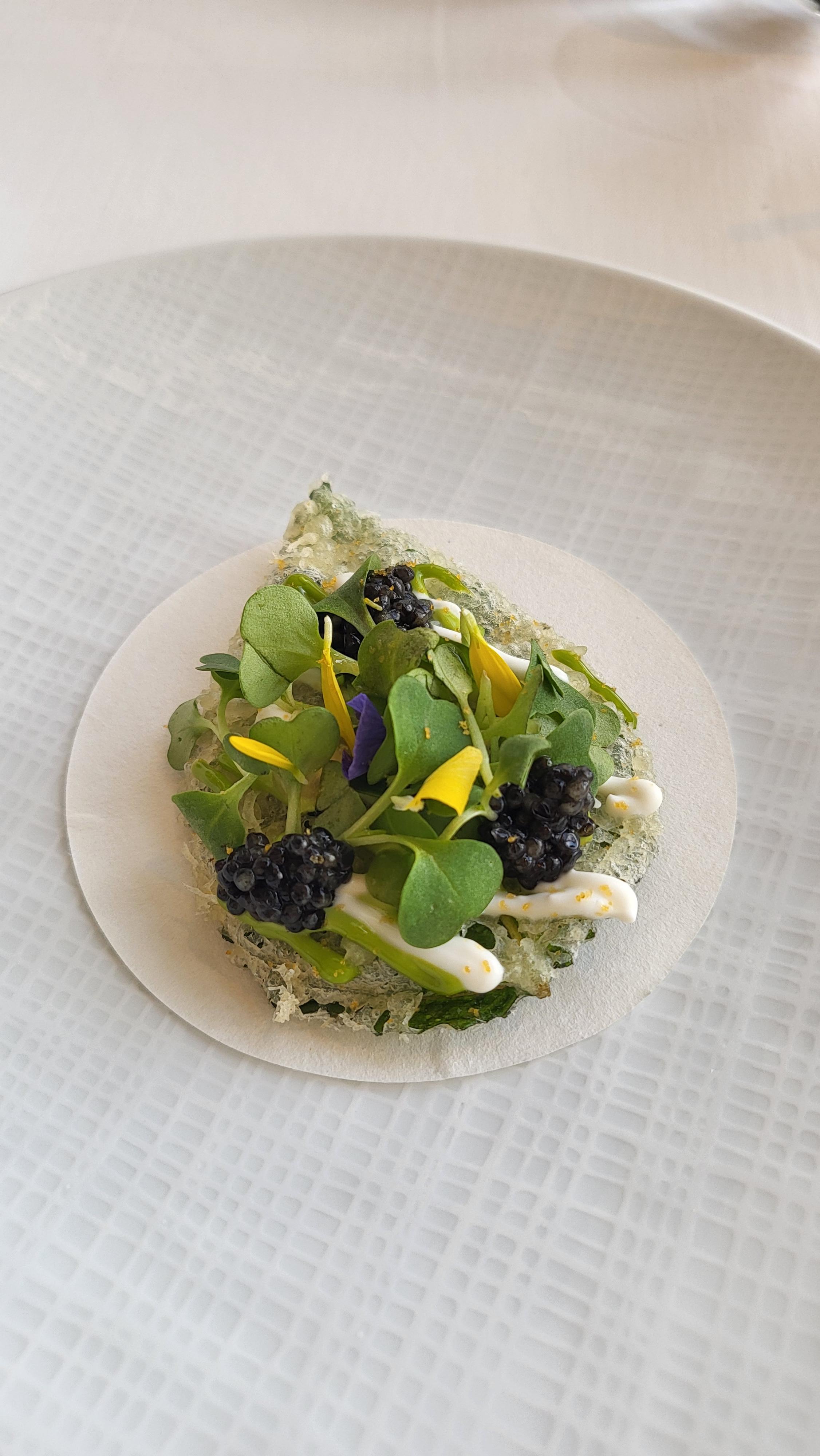 깻잎 튀김, 제철 허브와 케비어