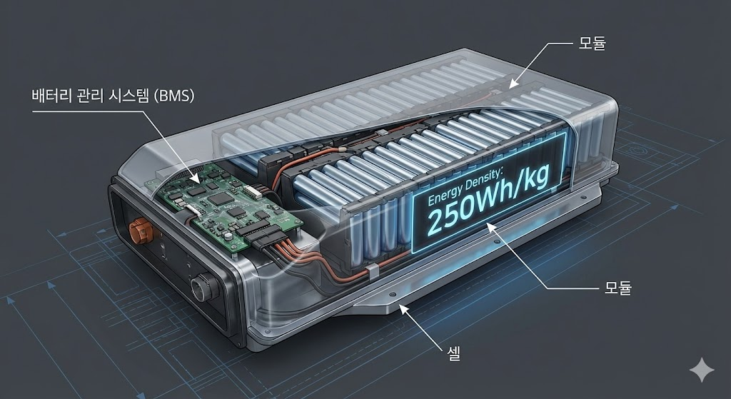 전기차 배터리 팩 내부 구조 및 기술 도해