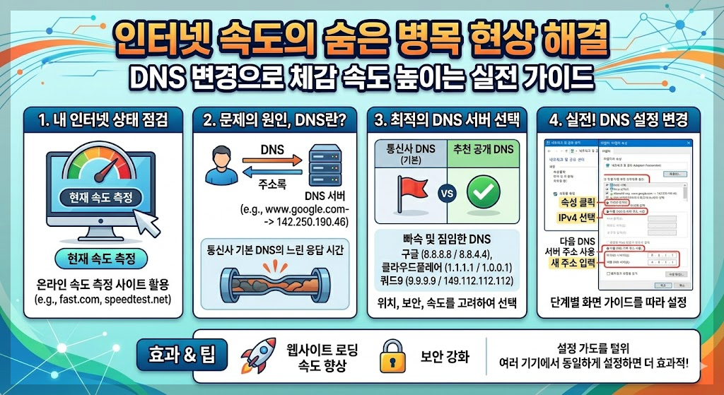 인터넷 속도의 숨은 병목 현상 해결 : DNS 변경으로 체감 속도 높이는 실전 가이드