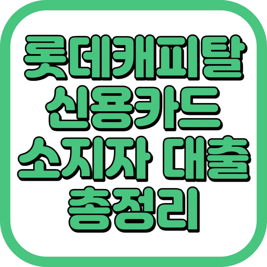 롯데캐피탈 신용카드 소지자 대출