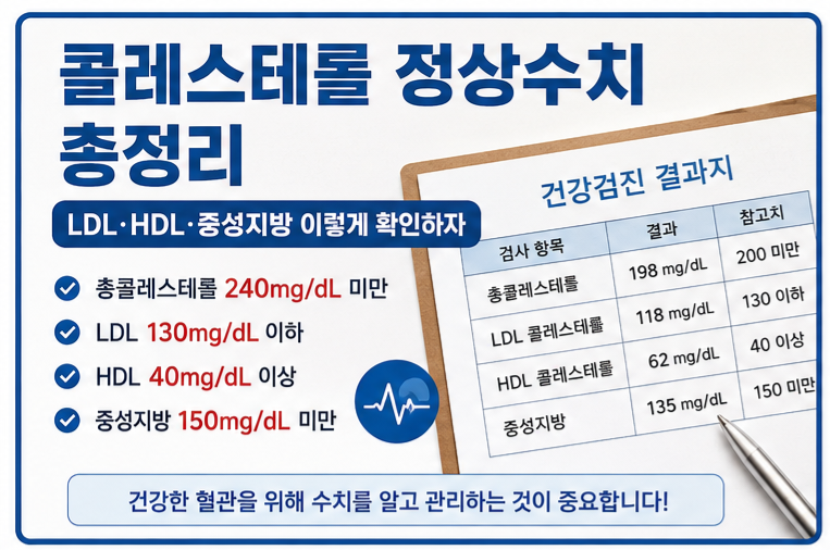 콜레스테롤 정상수치 건강검진 결과지