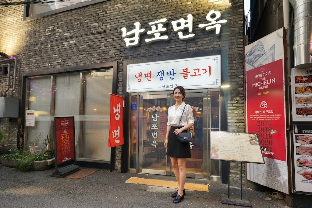오후 반차를 내어 여유로운 힐링 시간을 가진 후 저녁을 먹으러 온 여성