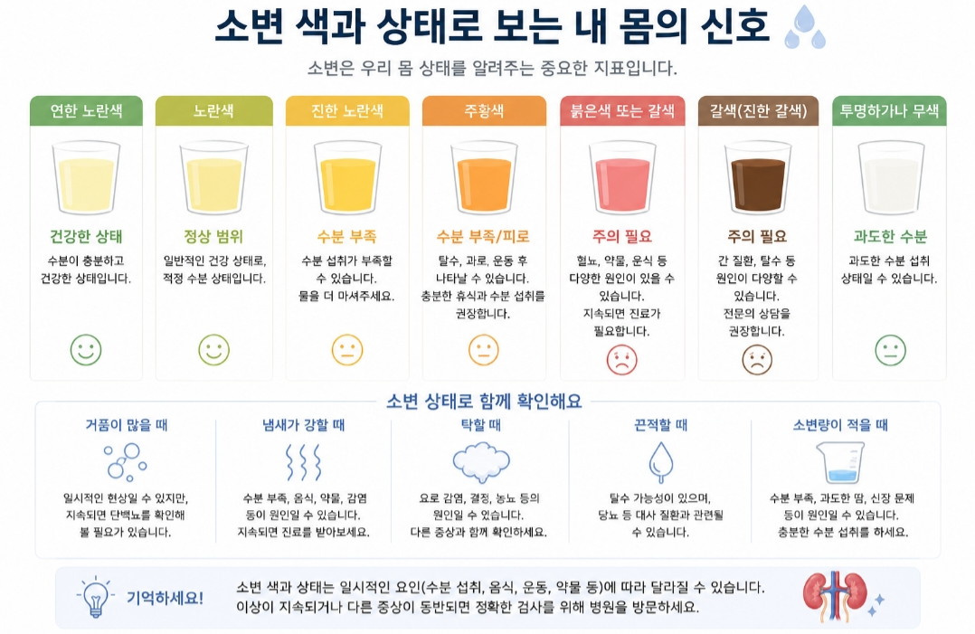 소변 색 상태 건강상태 확인