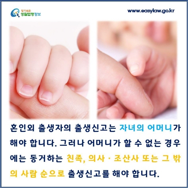 혼인 외 출생자 신고 의무자 순서 설명