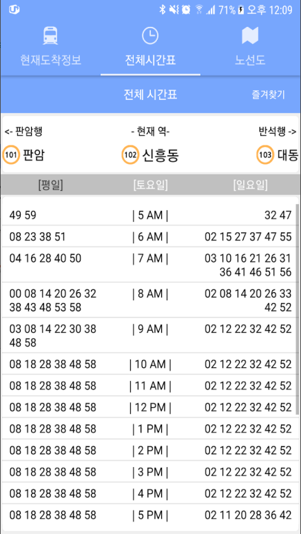 대전 지하철 도착 정보 앱, 대전 지하철 노선도, 대전 지하철 시간표 보기