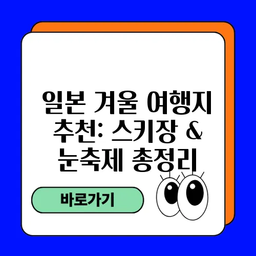 일본 겨울 여행지 추천: 스키장 & 눈축제 총정리