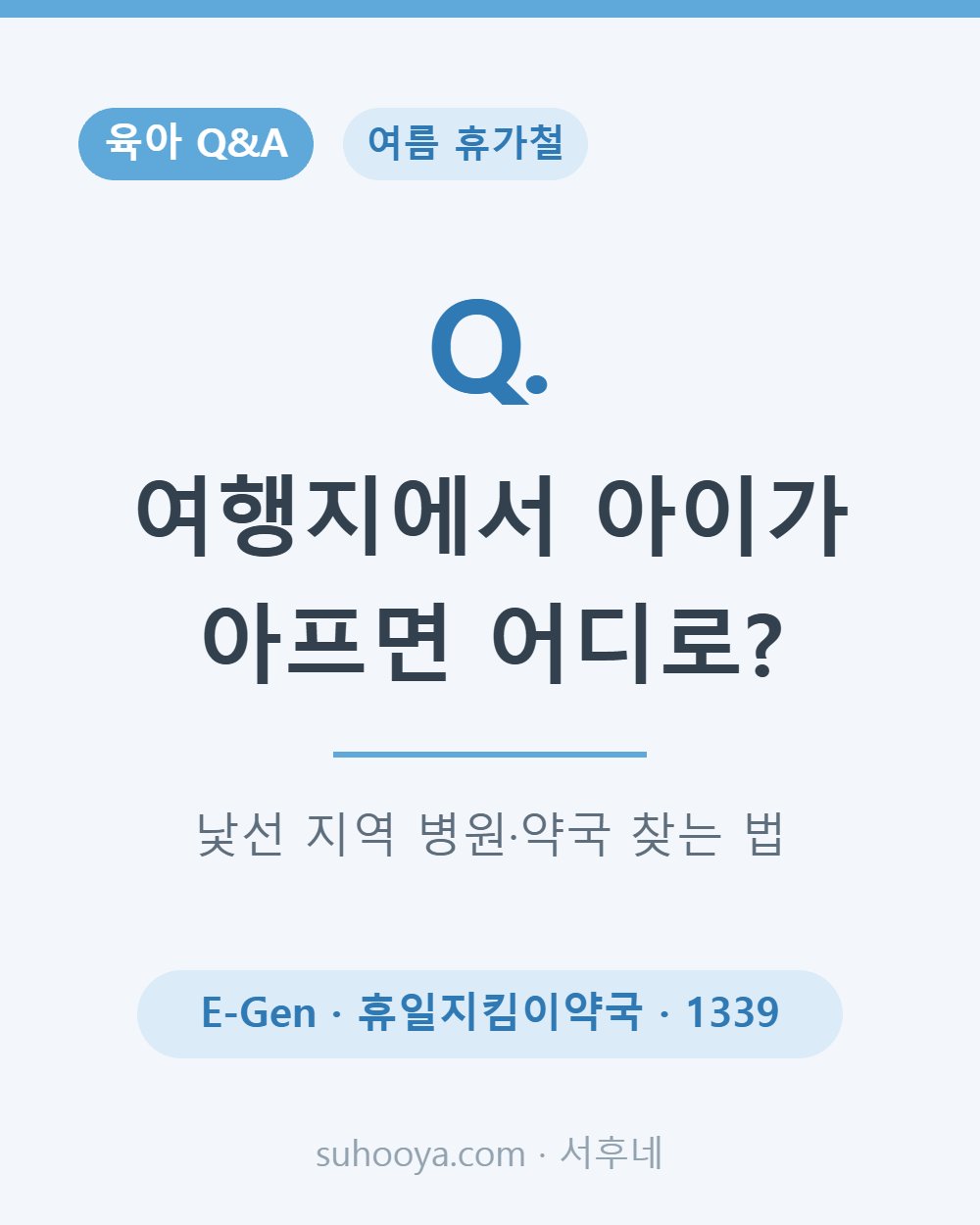 여행지에서 아이가 아플 때 문 연 병원&middot;약국 찾는 법 정리 카드