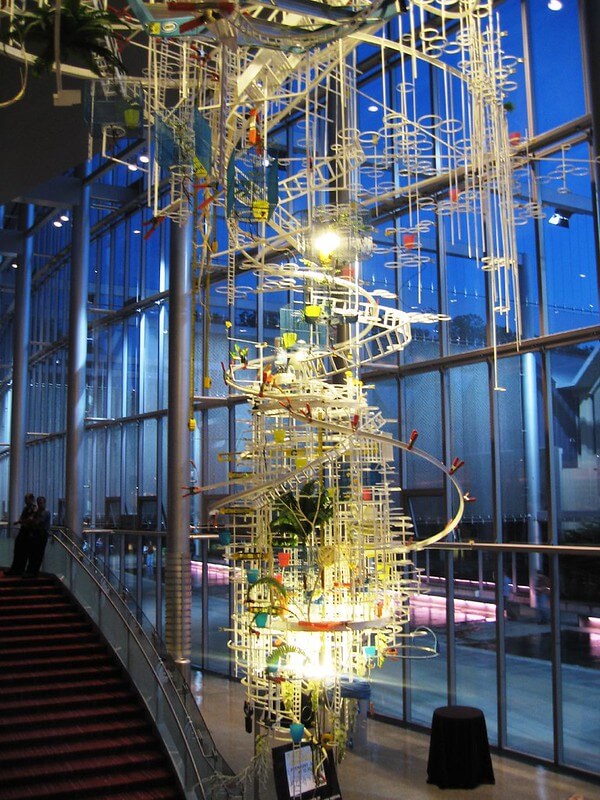 Sarah Sze sculpture
Sculpture suspended in the lobby of McCaw Hall, Seattle.