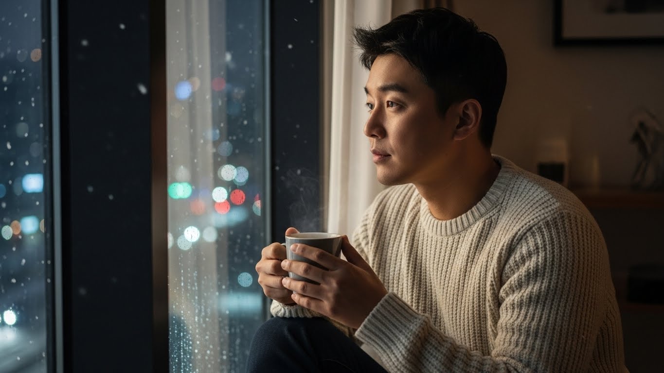 외부의 소음을 차단하고 깊은 사색에 잠긴 리더의 모습