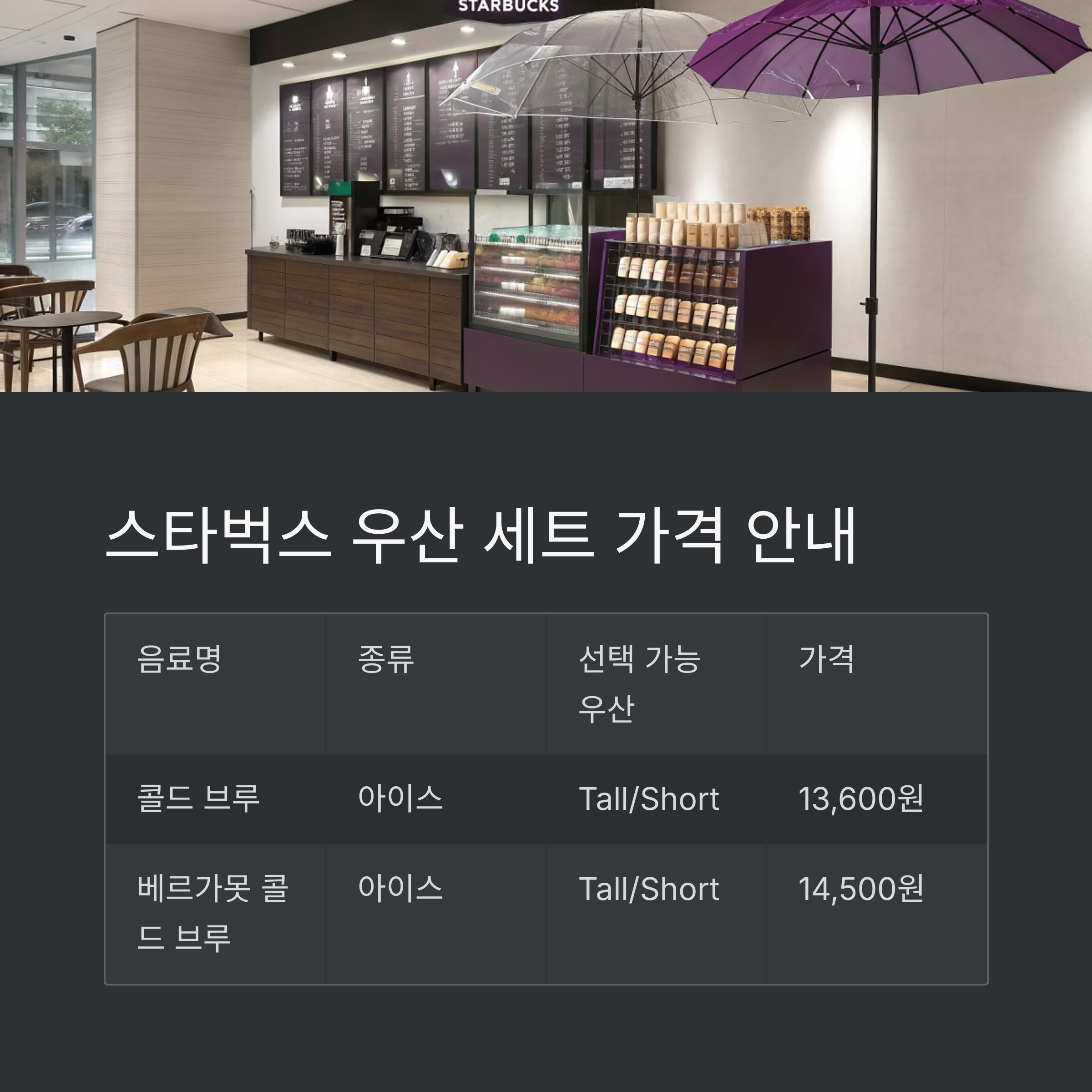 스타벅스 우산 세트 출시