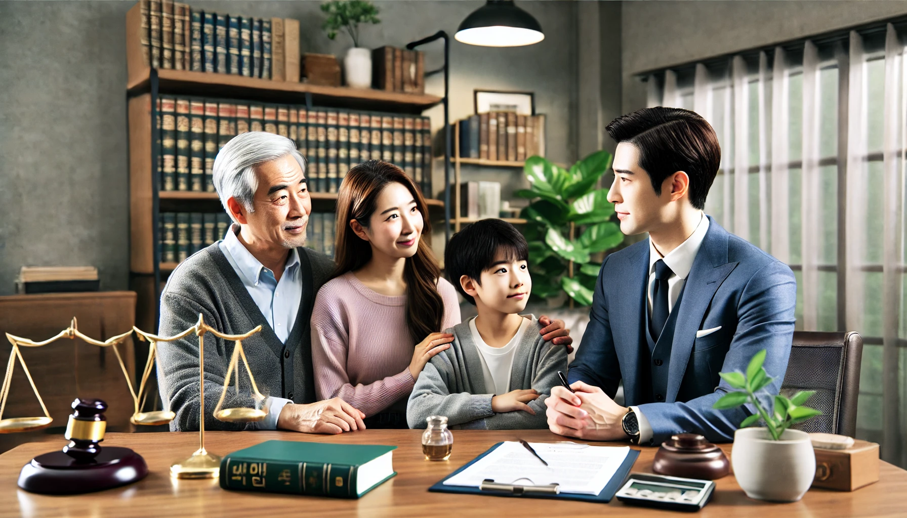 상속관련 법률상담을 받는 가족들 장면