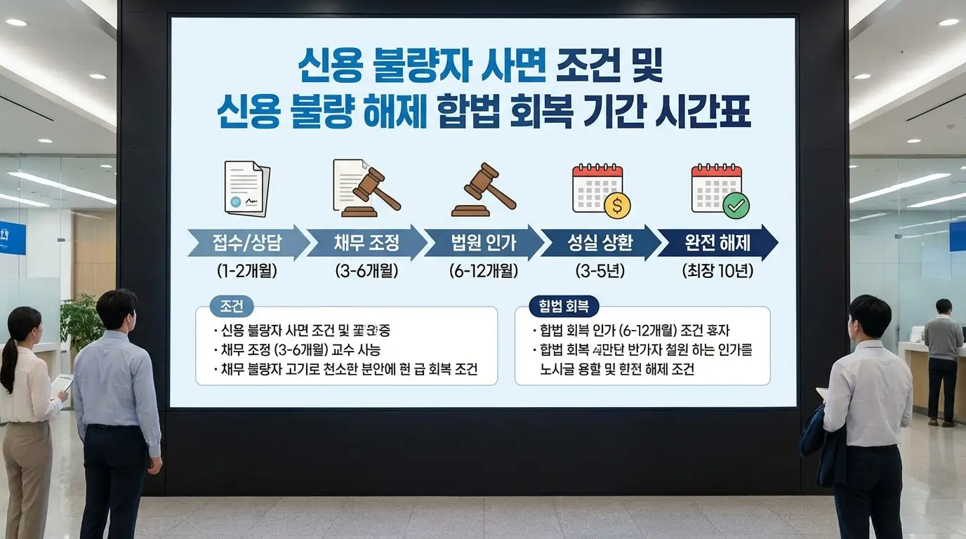 신용 불량자 사면 조건 및 신용 불량 해제 합법 회복 기간 시간표