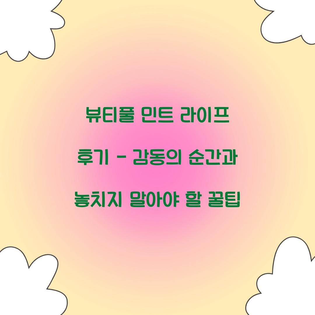 뷰티풀 민트 라이프 후기