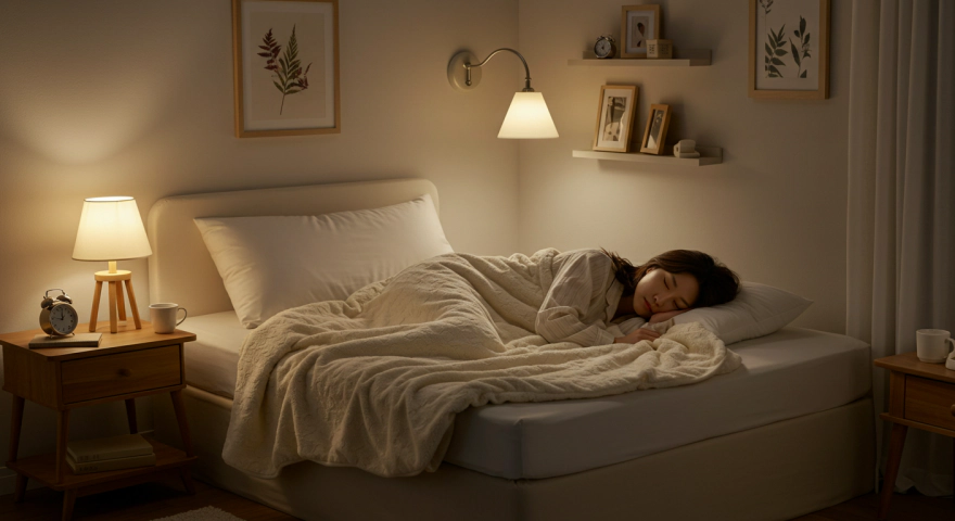 깊은 잠을 자는 40대 여성의 편안한 모습