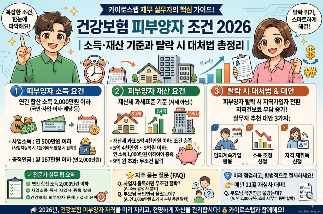 건강보험 피부양자 조건 2026 소득 재산 기준과 탈락 시 대처법 인포그래픽