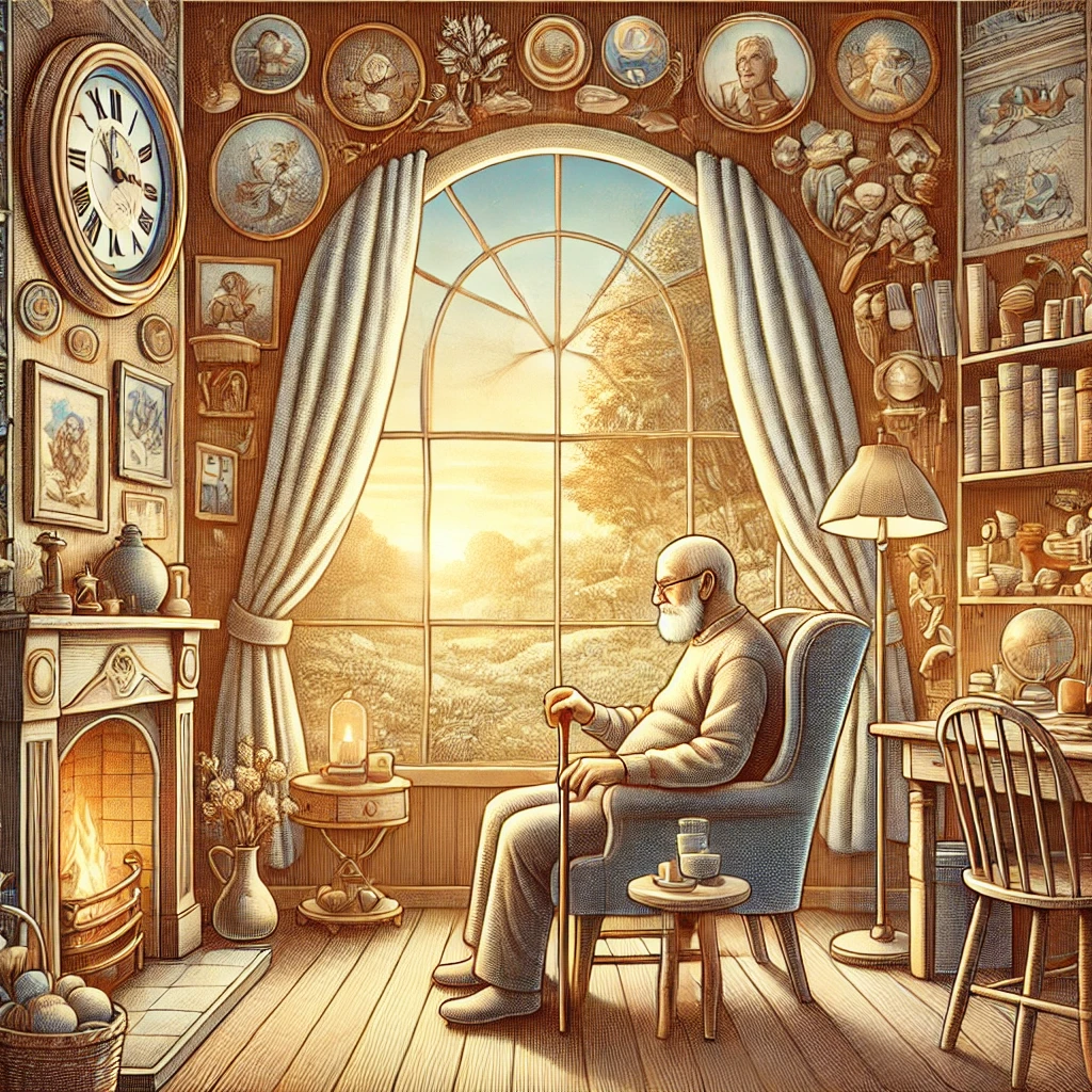 창가에 앉아 있는 노인