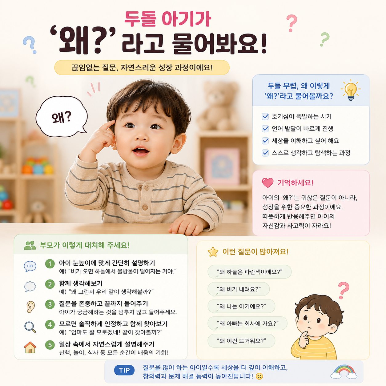 두돌 아이가 자꾸 "왜?"라고 물어볼 때, 부모의 대답이 중요해요