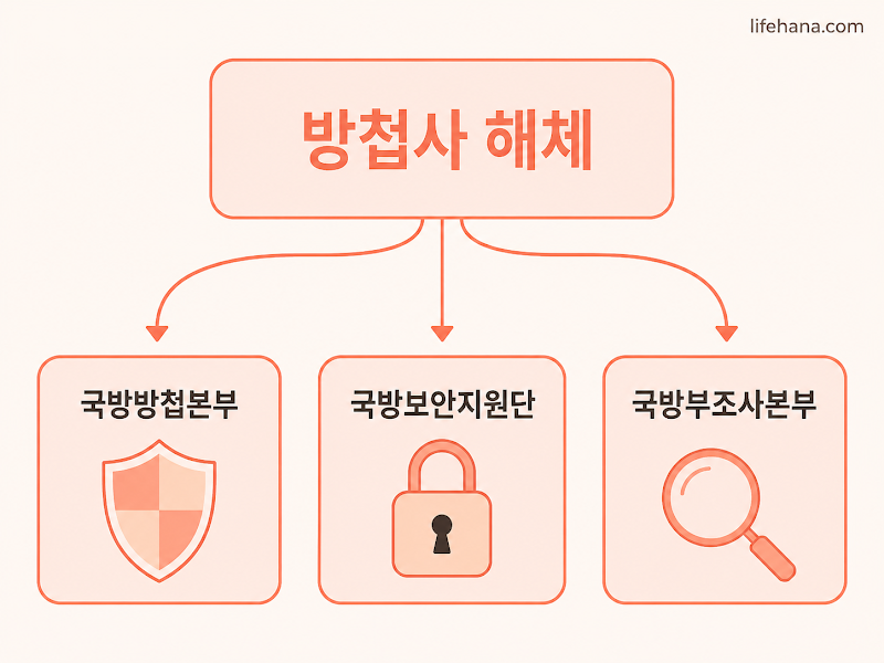 새로 쪼개지는 세 개 기관의 상호 견제 및 기능 분산 조직 구조 도식 화면