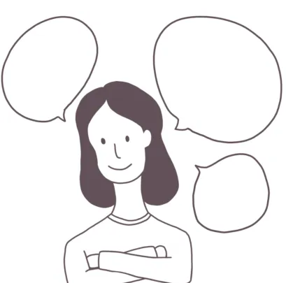 곰곰이 생각하고 있는 여성 (일러스트)