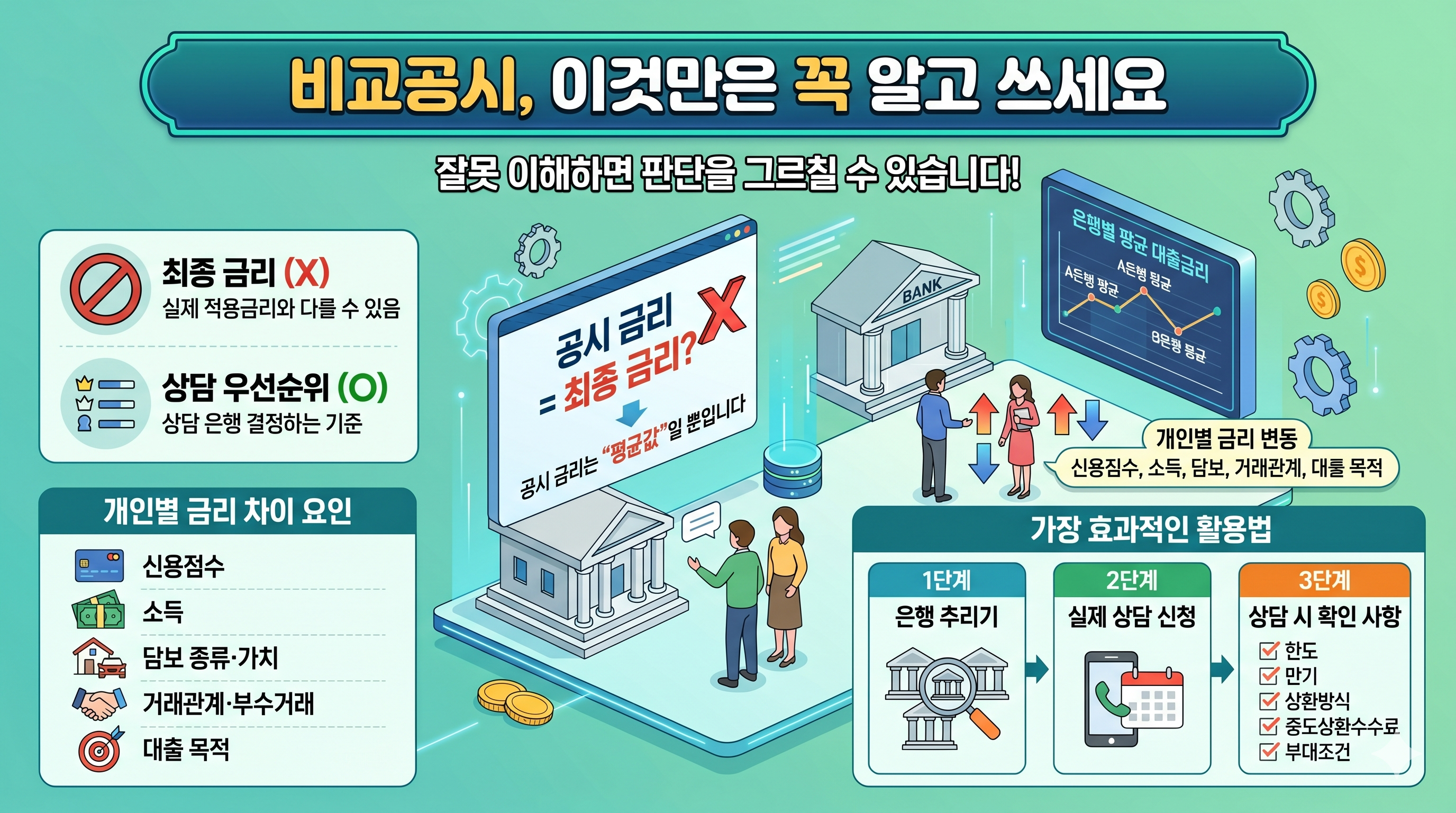 비교 공시 활용 유의사항 인포그래픽