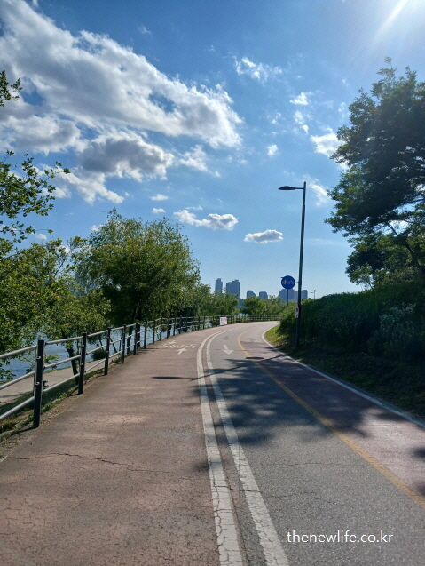 강변 자전거 도로와 유산소 운동 전용 걷기 코스