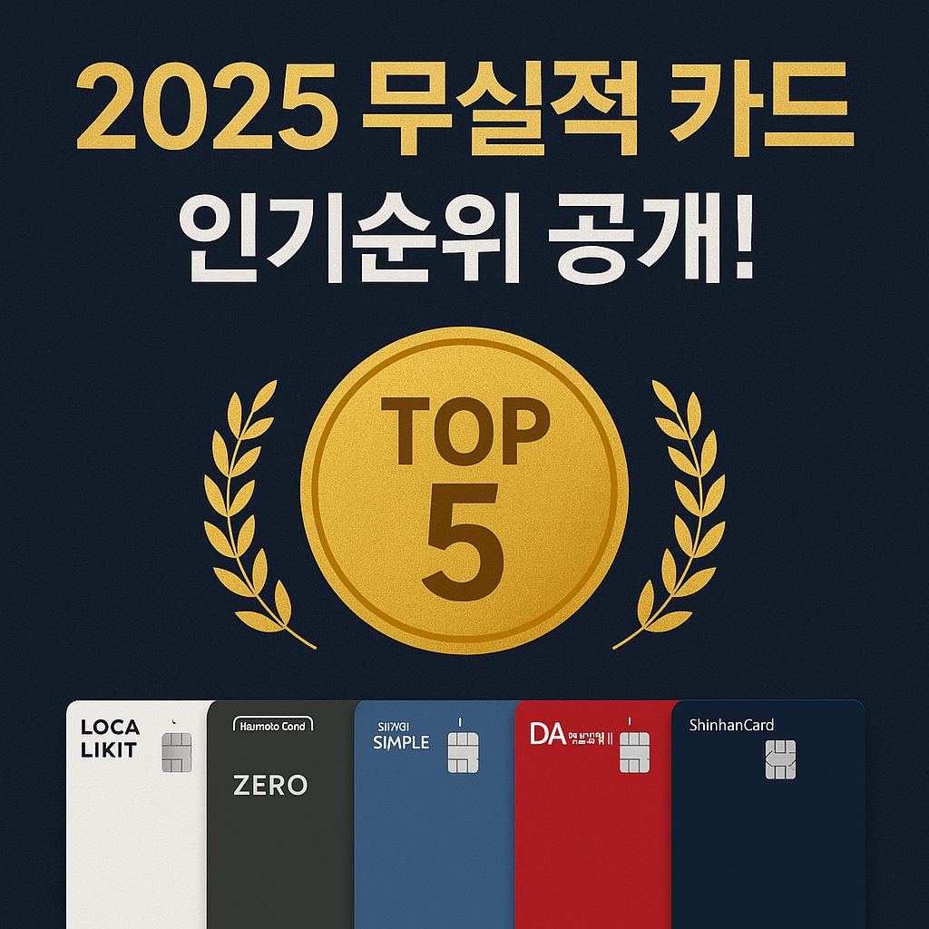 🏆 2025 무실적 카드 추천 TOP5 – 실적 없이도 확실한 할인과 캐시백 받는 법