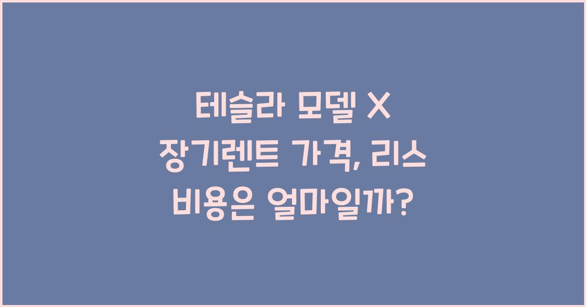 테슬라 모델 X 장기렌트 가격, 리스 비용