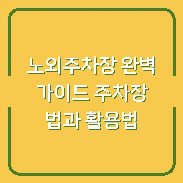 노외주차장 완벽 가이드 주차장 법과 활용법