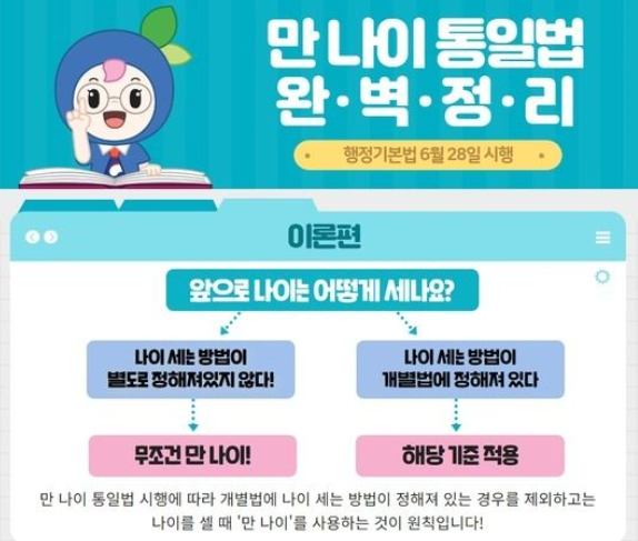 법제처 홈페이지 만나이 통일법 관련 내용 사진입니다.