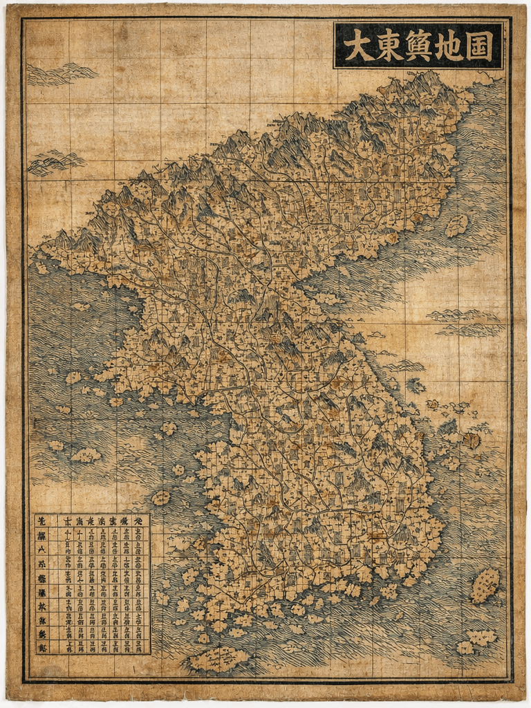 1861년 제작된 한반도 지도 대동여지도