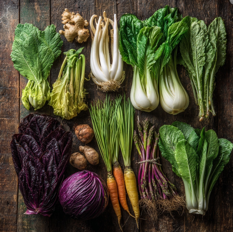 봄나물 종류별로 나열한 모습