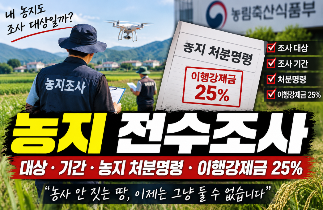 농지 전수조사｜대상&middot;기간&middot;농지 처분명령&middot;이행강제금 25%