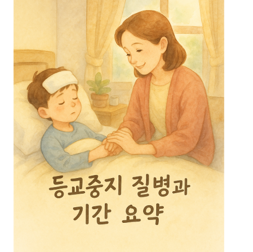 등교중지 질병 리스트 및 기간 관련 이미지