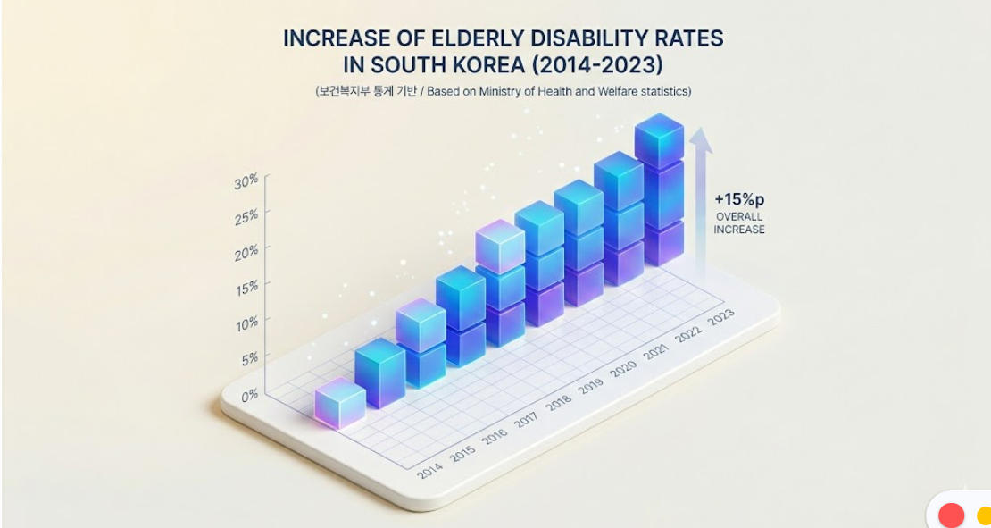 연도별 고령 장애인 비율 변화를 나타내는 막대그래프