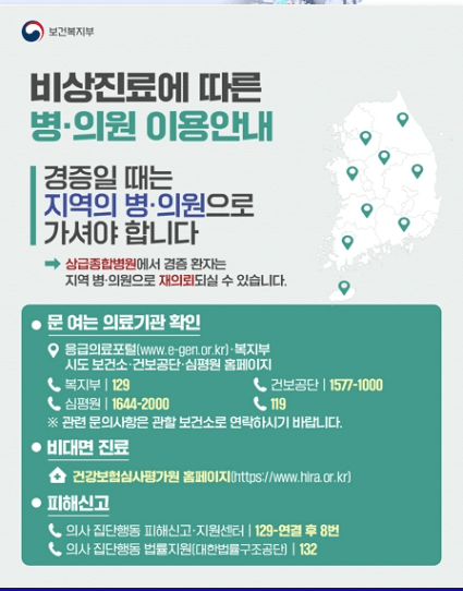 비상진료에 따른 병.의원 이용 안내