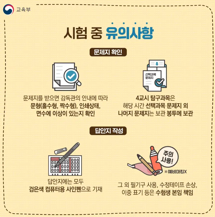 수능 반입금지 물품 필수 확인 유의사항