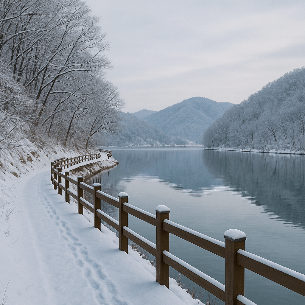 12월 겨울 옥천 향수호수길에서 느끼는 조용한 호수 풍경과 사색의 계절 산책