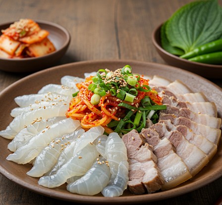 전라도 홍어 삼합 음식