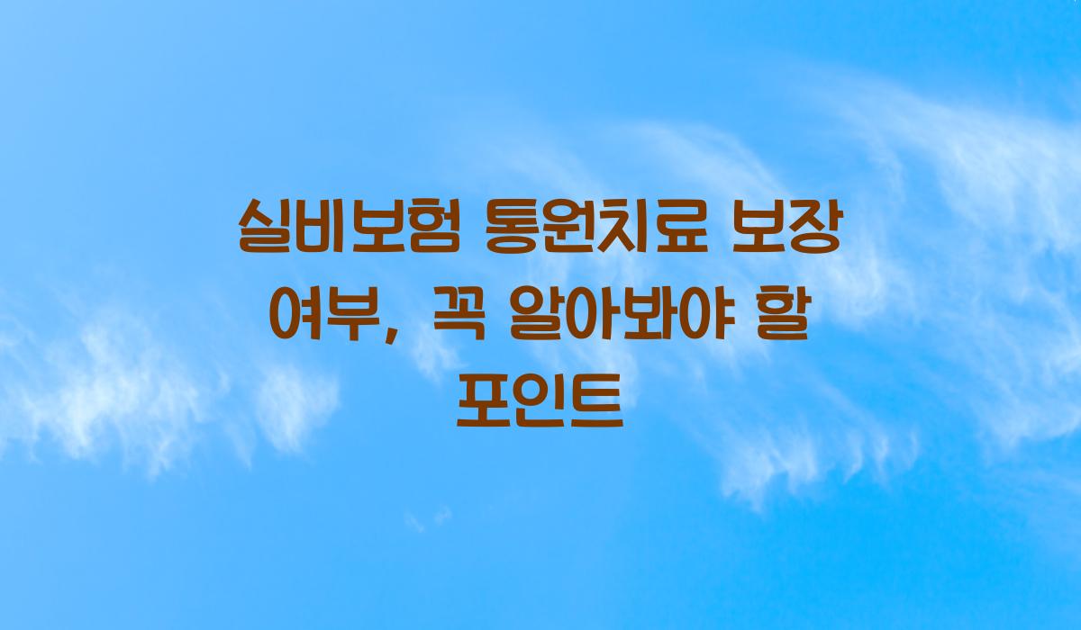 실비보험 통원치료 보장 여부