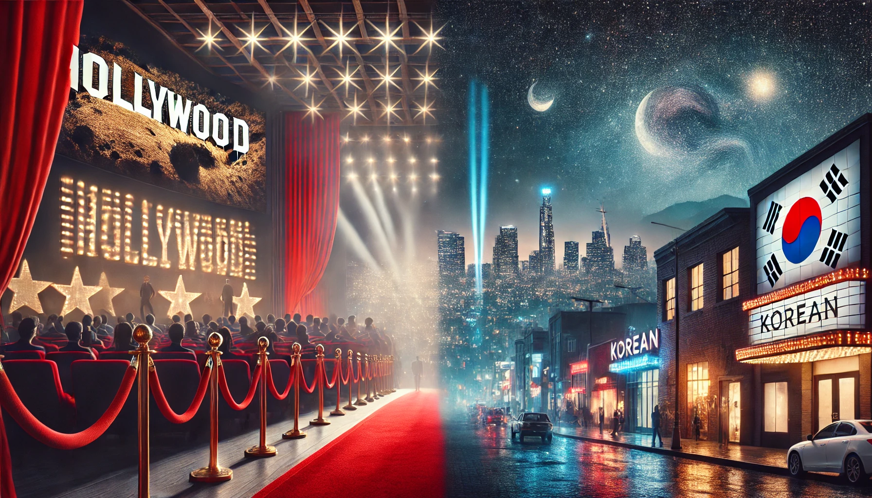 헐리우드 vs 한국영화를 연상하는 사진자료