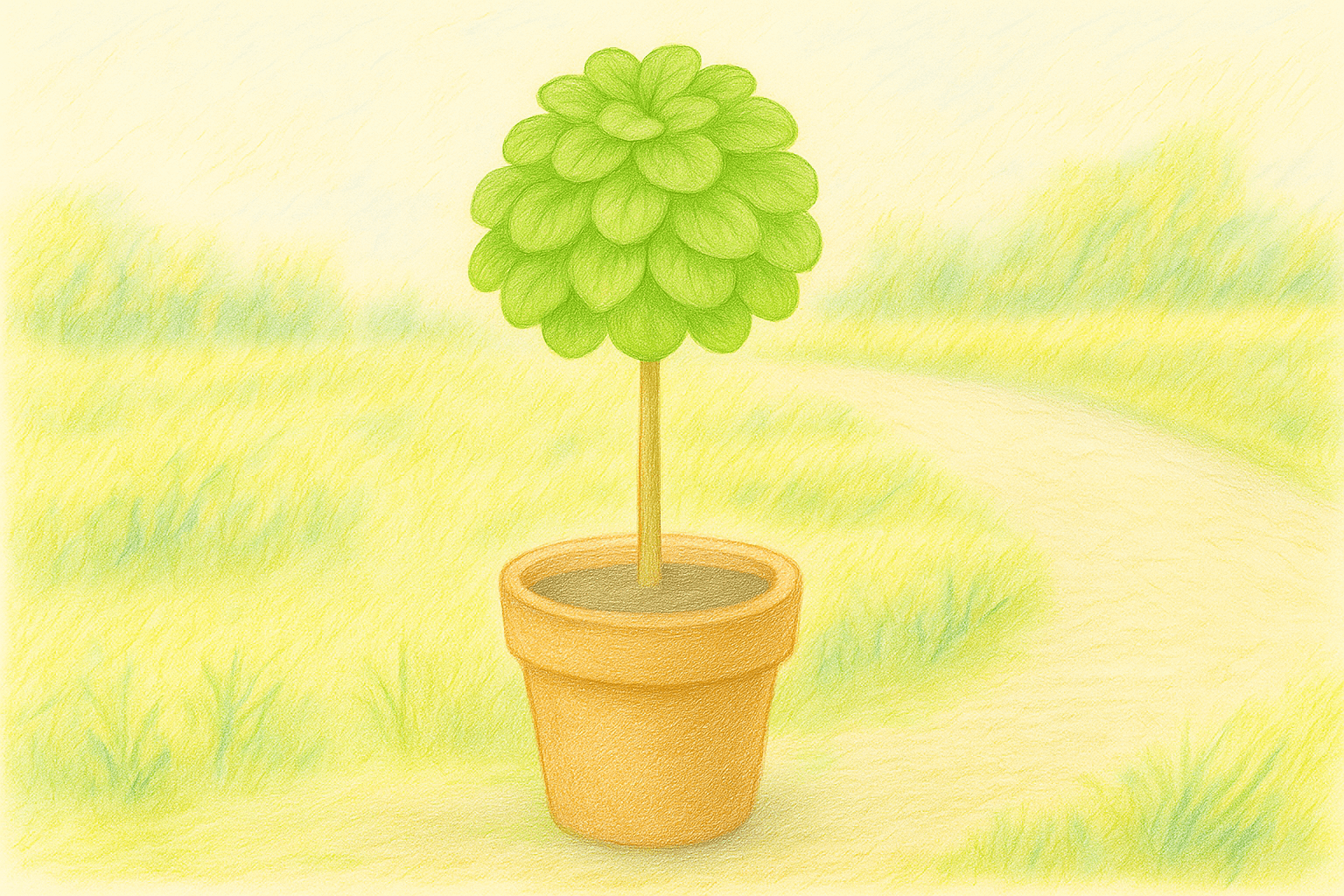 장미허브 외목대로 수형을 잡은 이미지